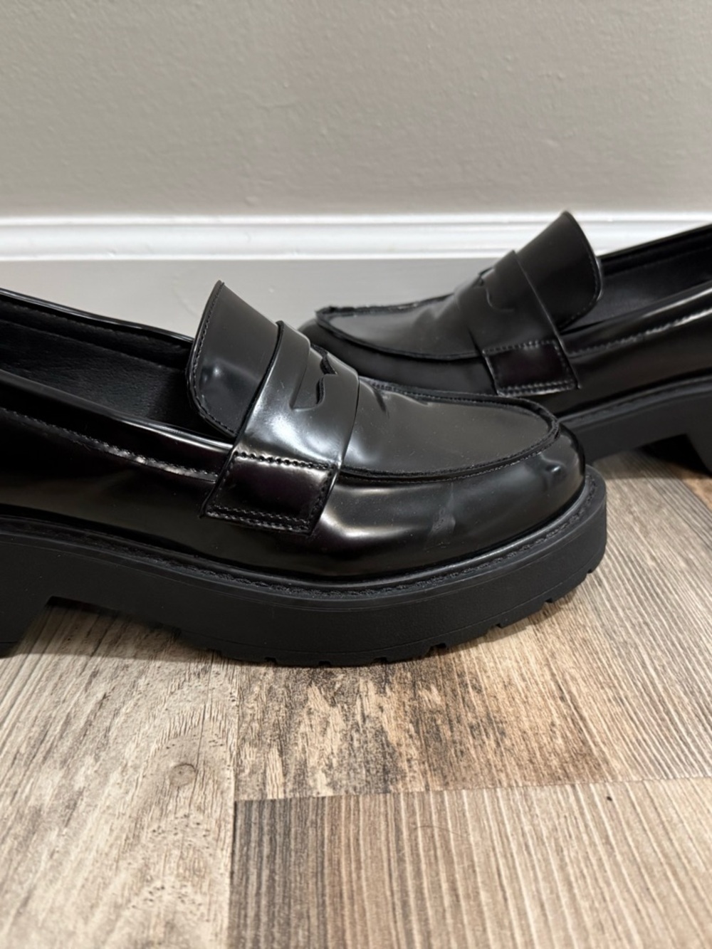 Madden Girl Black Chunky Penny Loafers